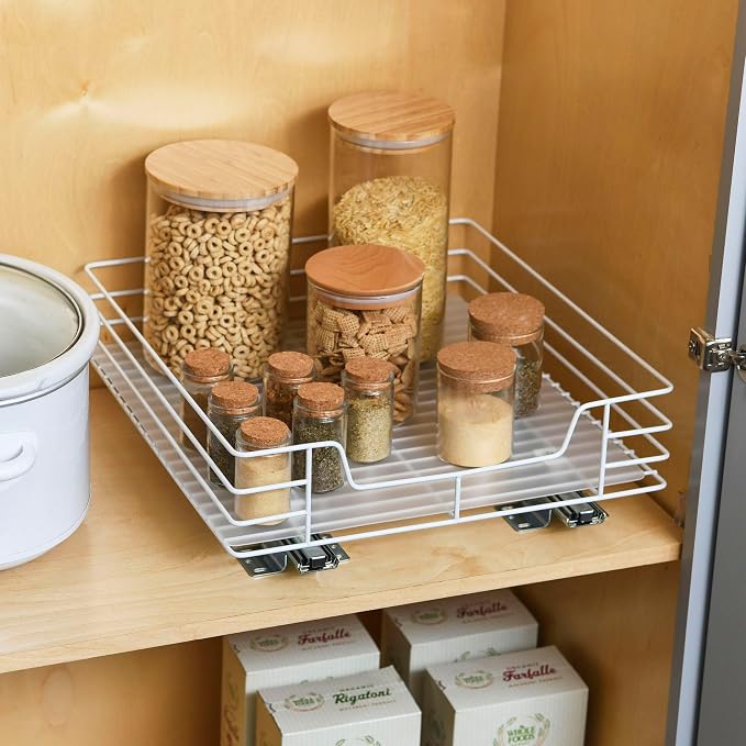 Household Essentials Powder-Coated Steel Pantry Pull-Out Organizer, White