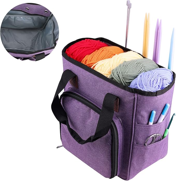 crochet bag,knitting bagBackpack and Tote Bag Storage Bag ，Large capacityYarn Storage Organizer Travel Crochet Bag Women Carrying Crochet Accessories Knitting Needles Crochet