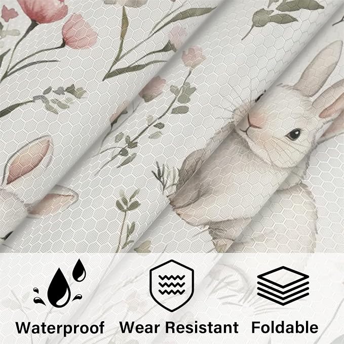 Bunnies Spring Flowers 6 Set Compression Packing Cubes | Travel Accessories Expandable Packing Organizers Space Saver Bags for Organizing Clothes