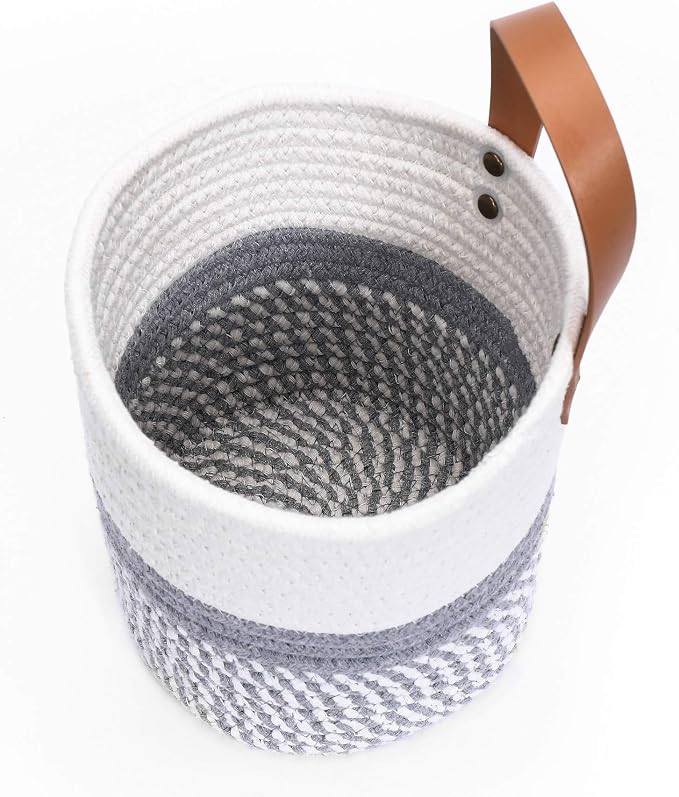 Wall Hanging Storage Basket, Woven Plant Holder for Organizing, 6.3” x 7" | Small decorative basket for towels, and toys, flowers. Hanging storage organizer for wall decor and home organization.