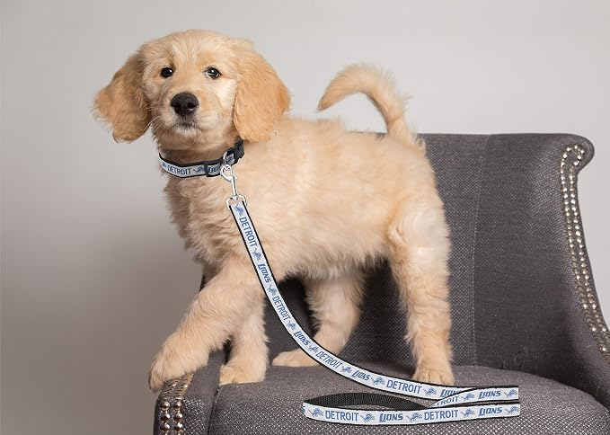 Pets First NFL Licensed Detroits Lions Pet Leash, Size Large – Durable Satin Dog & Cat Walking Strap and Pet Tether with Embroidered Team Name & Logo