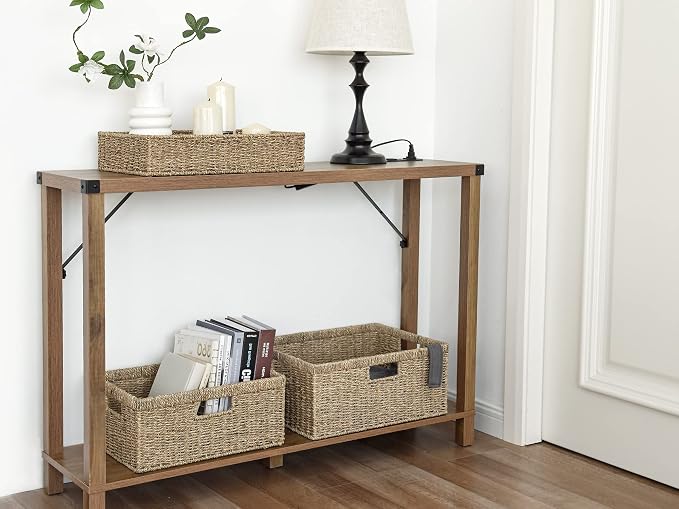 StorageWorks Jumbo Wicker Basket for Orgainzing, Handwoven Seagrass Baskets for Organizing
