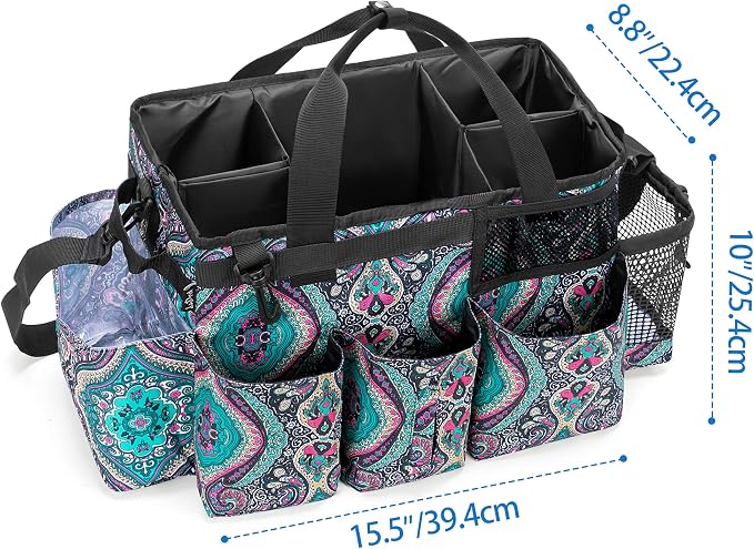 LoDrid Wearable Cleaning Caddy Bag with 4 Foldable Dividers, Totem | Cleaning Supply Organizer with Shoulder Strap and Side Handles for Cleaners & Housekeepers