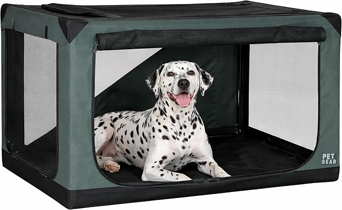 Pet Gear Insta-Fold Soft Crate for Dogs, 42", Deep Pine | Folds Compact for Travel in Seconds, No Tools Required, Includes removable waterproof liner for easy cleaning