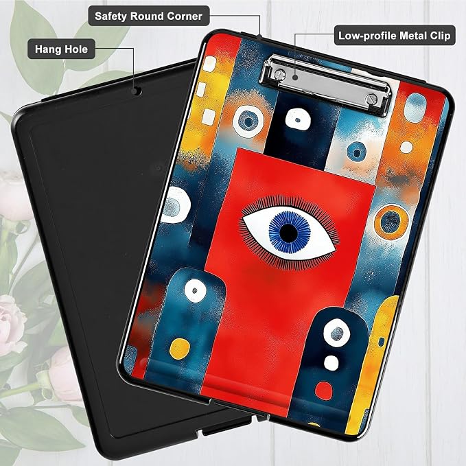 Heavy Duty Storage Clipboard, Slim Nursing Clipboard with Internal Pen Case, Portable File Organizer Case for A4 Letter Size Paper Office Medical Professionals, Artistic Eyes