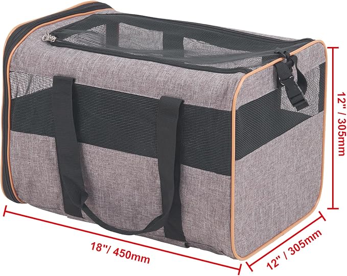 Happybuy Cat Carrier with Wheels, Airline Approved Rolling Pet Carrier with Telescopic Handle and Shoulder Strap, Holds Pets up to 22 lbs, Includes Folding Bowl, Grey