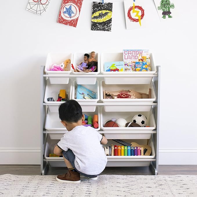 Humble Crew Kids Toy Organizer with 12 Bins, 4 Tier Storage for Playroom