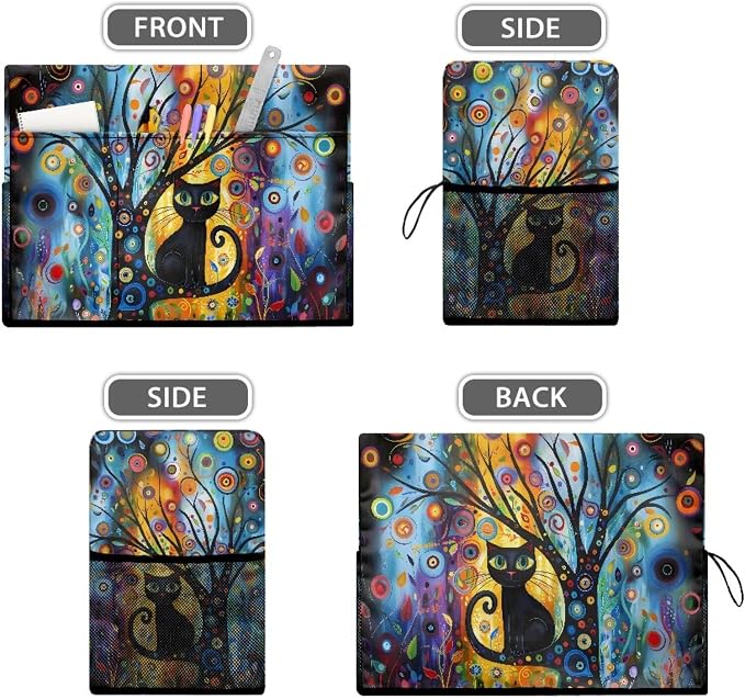 Abstract Art Cat Sewing Machine Cover with Storage Pocket, 17.7 x 8.6 x 12.6 inches, Heavy-Duty Water-Resistant Fabric, Dust & Pet Hair Protection, Fits Brother, Singer, Janome