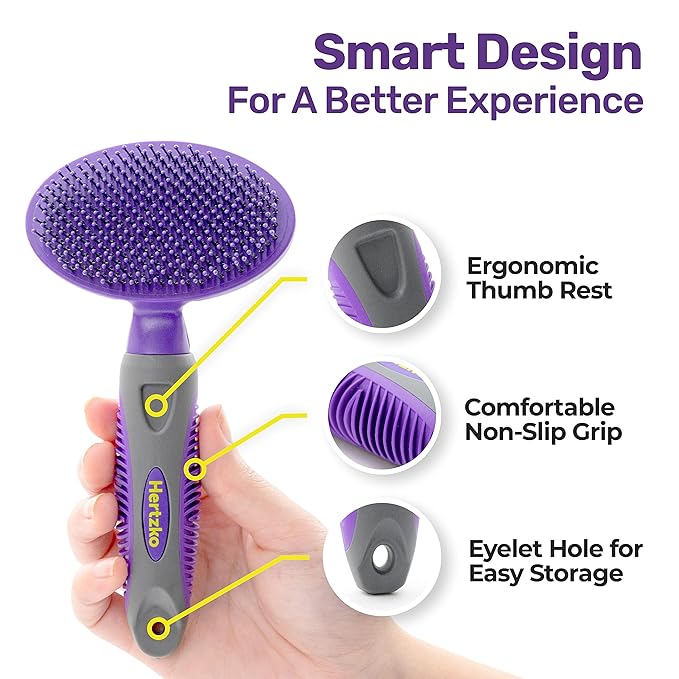Hertzko Dog Brush - Soft Pin Bristle Pet Brush for Dogs and Cats - Remove Fur, Loose Hair - Comb for Grooming - Dog Brush for Long Haired Dogs and Short Haired Dogs, Cats, Rabbits - Deshedding Tool