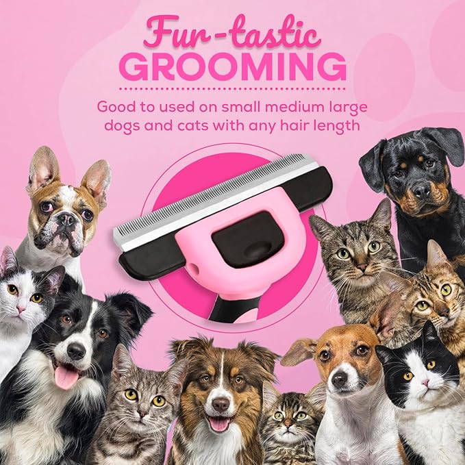 SINKO Deshedding Brush for Dogs & Cats, Pet Grooming Brush, Skin Friendly Deshedding Tool, Dog Brush for Shedding, Effectively Reduces Shedding by up to 95% for Short Medium Long Pet Hair (Pink)