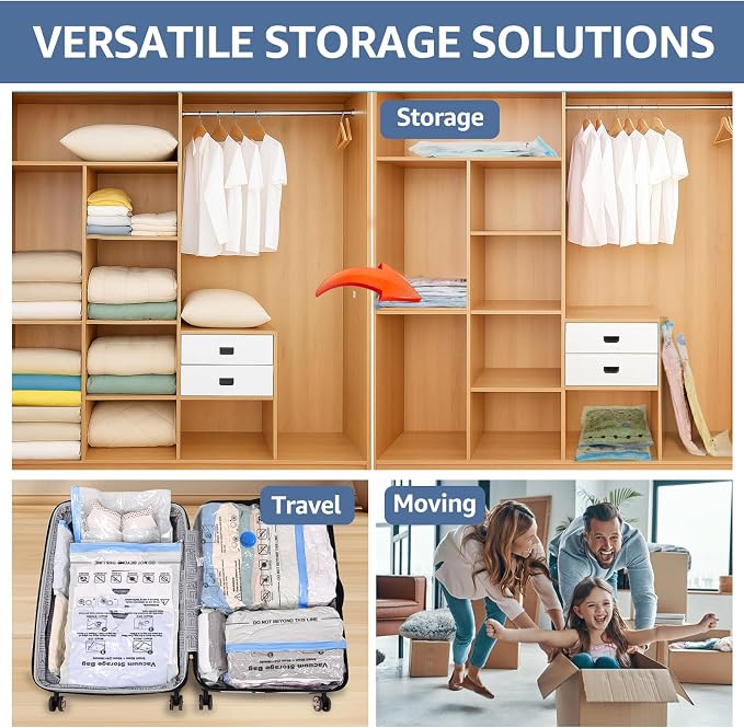 BoxLegend Vacuum Storage Bags with Electric Pump 30 Combo (8XL, 8L, 4M, 4S, 4XS, 2XXS) Heavy-Duty Thickened Vacuum Seal Bags for Clothing Space Saving for Closet & Travel Pillow Comforters Bedding
