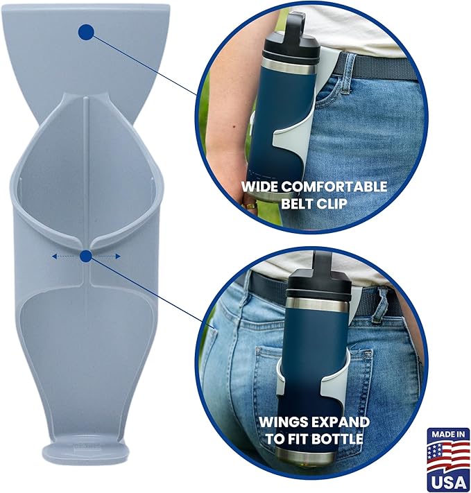 Acrobat - Water Bottle Holder - Patented Hands-Free Carrier for Portable Drink Containers - Lightweight & Durable Plastic - Accessories for Dog Walking, Hiking, Traveling, Construction - USA