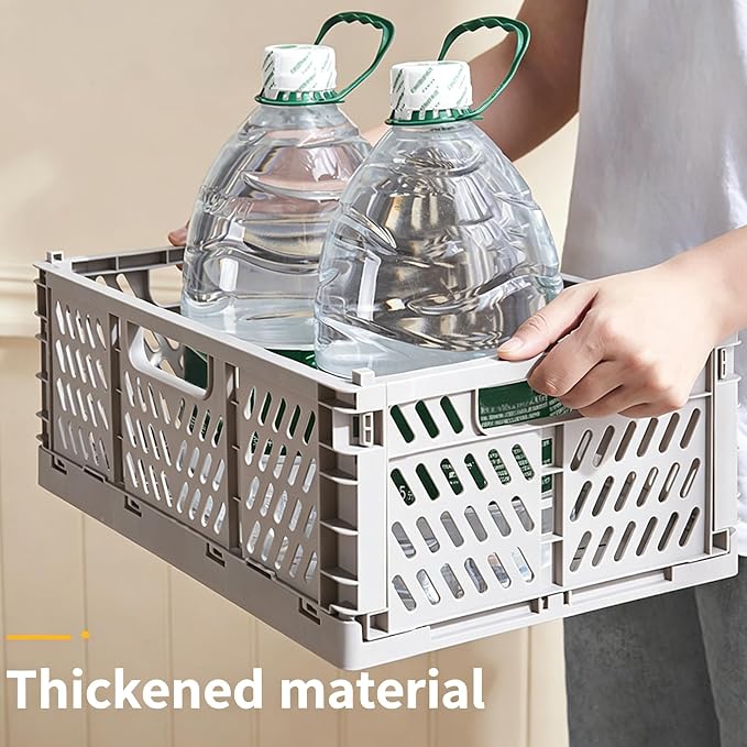 Tobeso-Nuoze 2 Pack Pastel Plastic Storage Baskets-20L Space-Saving Bins | Plastic Collapsible Storage Crates Foldable Plastic Crates for Storage Collapsible Crates for Organizing (Yellow)