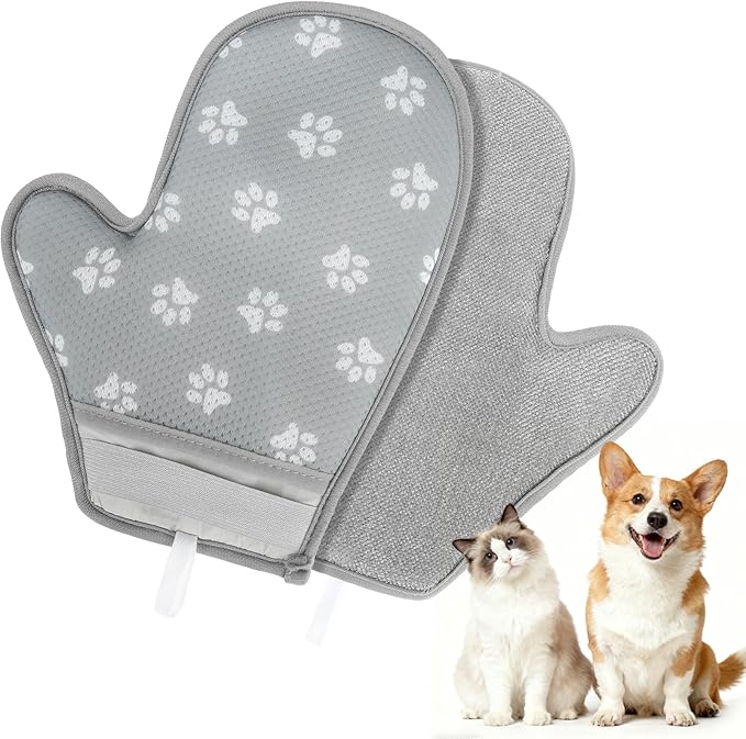 EXPAWLORER Pet Hair Removal Glove for Dogs & Cats, Washable Reusable Electrostatic Magic Brush Pet Hair Remover Glove, Upgraded Fur Removal Tool Grooming for Carpet Couch Sofa Clothing Car Seat, S