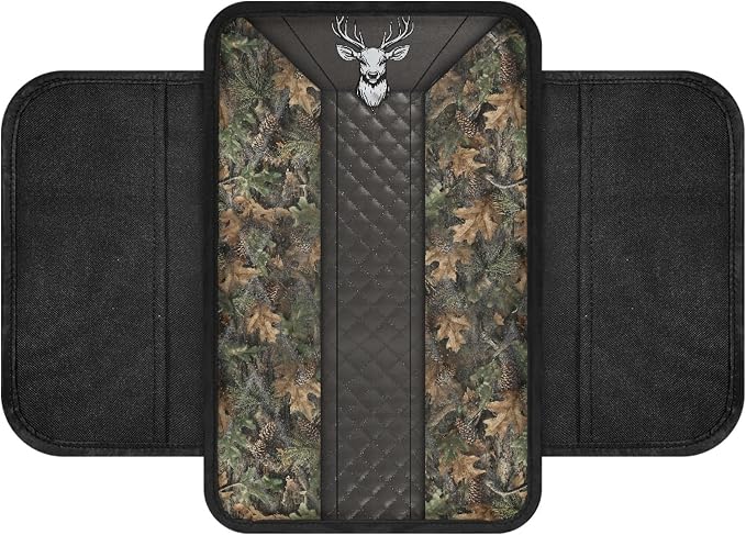 Howilath Camouflage Deer Armrest Cover for Car Non-Slip Center Console Pad | Comfortable Cushion Support for Long Drives, Reduces Elbow Fatigue, Universal for Suv/Van