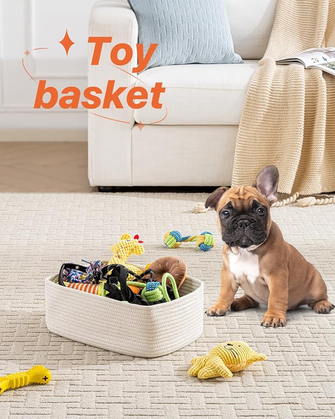 KALLAX Small Woven Storage Basket for Organizing, 13.5x9.5x5 inches, 3 Pack | Shelf baskets for closet organization, toy storage and home decor, Perfect as empty gift baskets for holidays, Off White