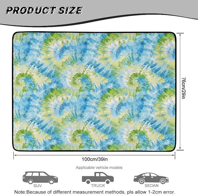 Howilath Green Spiral Tie Dye Trunk Liner Car Trunk Mat All Weather SUV Cargo Liner, Trunk Mats for Cars Durable Rear Trunk Mat, Non-Slip Universal Vehicle Interior Protection