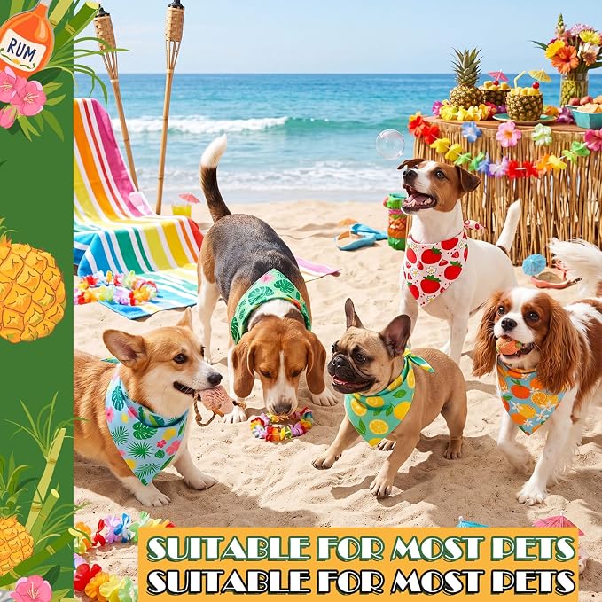 50 Pcs Summer Hawaiian Dog Bandanas Bulk Tropical Flower Pattern | Triangle Kerchief Bibs Scarf Set for Pets Hawaii Party Costume Photo Props Accessories, 25 Styles, 25.6 x 17.7 x 17.7 Inch