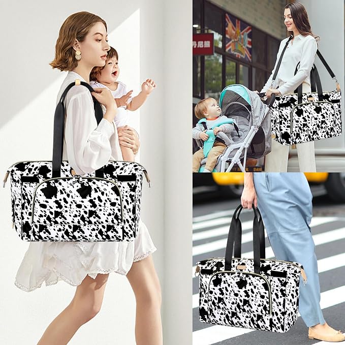 Diaper Bag Tote for Baby 7PCS, Large Mommy Bag with Portable Changing Pad | Multifunctional Hospital Bags for Labor and Delivery with Pacifier Case and Organizer Pouches,Travel Baby Bag for Boy Girl
