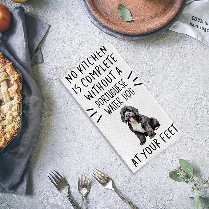 Portuguese Water Dog Kitchen Towels, Portuguese Water Dog Dish Tea Towels, Dog Mom Gifts Hand Towels for Kitchen Decor, Dog Lover Gifts, 16x24 Inch