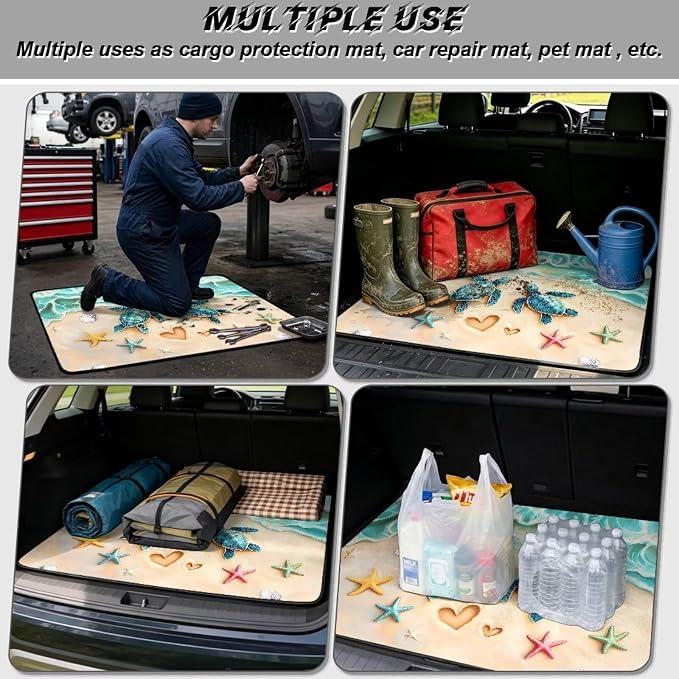 Beach Turtle Cargo Liners for SUV Universal Fit Car Trunk Mat Trunk Protection Cargo Liner Pads Picnic Pets Seat Cover 29" x 39"Inch, Machine Washable