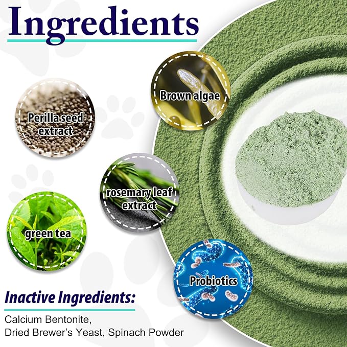 Dog Teeth Cleaning Powder - Dog Dental Powder - Dog Breath Freshener - Targets Tartar & Reduces Plaque & Bad Breath - Teeth Cleaning Made Easy Eliminate - Formulated for Small, Medium, Large Dogs