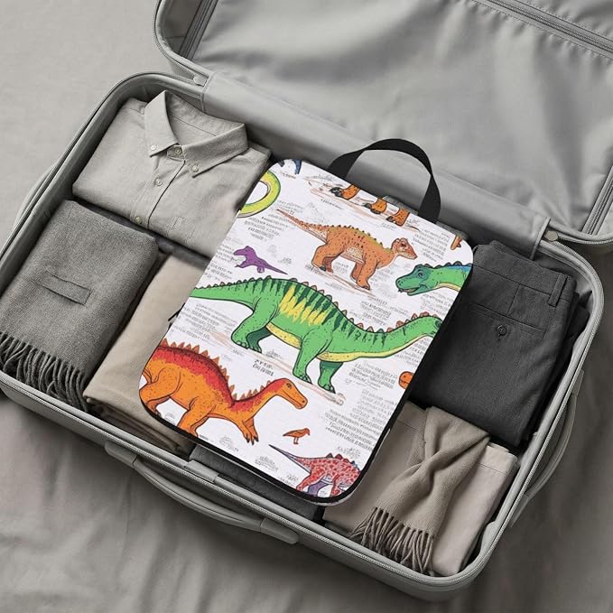 4 Set Compression Packing Cubes for Travel | Dinosaurs In Various Cube Storage Organizer For Carry On Expandable Space Saver Packing Bags Travel Essentials