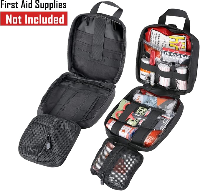 LIVANS 1000D First Aid Bag Empty, Medical Ifak Pouch for Emergency & EMT | Molle Compatible, Rip-Away & Quick-Release Design, Versatile for Tactical, Camping, Hiking and Travel
