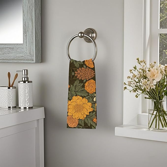 Vintage Floral Flowers Hand Towels,Set of 2 Absorbent Bath Towel Kitchen Dish Towel Home Gym Hotel Bathroom Decor,16x24 Inches