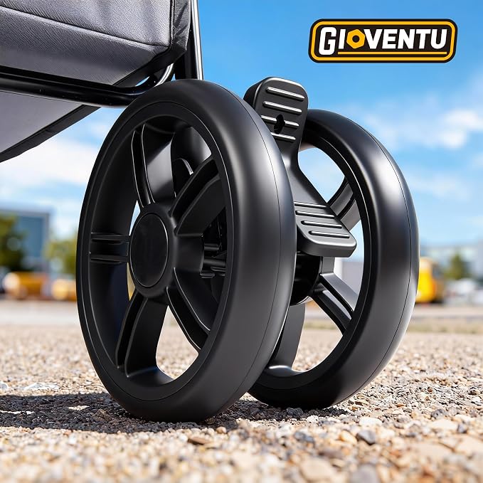 𝟐𝟎𝟐𝟔 𝐔𝐩𝐠𝐫𝐚𝐝𝐞𝐝 Folding Shopping Cart with Wheels, 80lbs Multi Use Grocery Carts with 360° Wheels & Removable Tote Bag, Multifunctional Portable Personal Shopping Carts for Groceries, Black