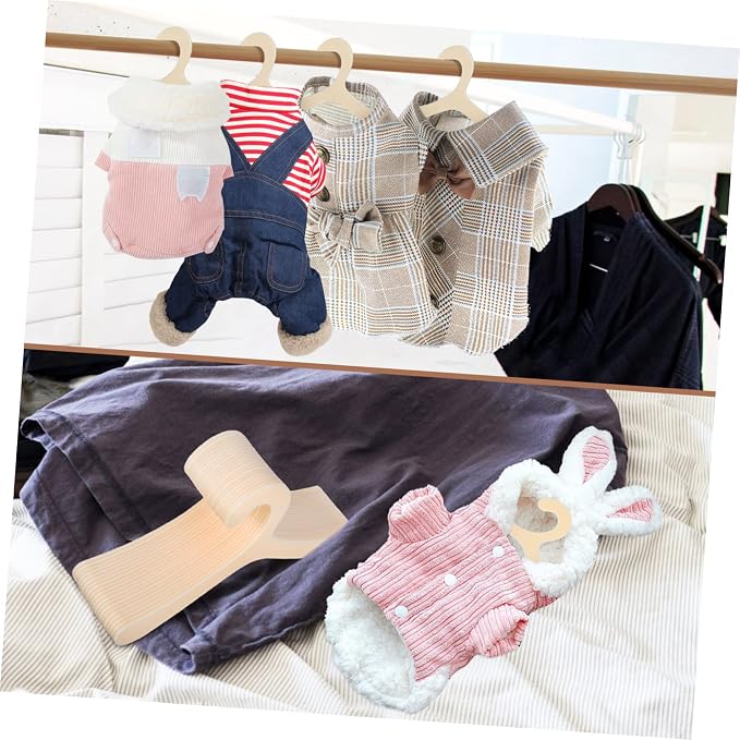 ABOOFAN 40 Pcs Pet Apparel Hangers for Small Dogs and Cats Beige Plastic Clothing Rack Lightweight Clothes Organizer to Prevent Deformation and Keep Pet Outfits Neat