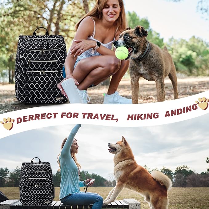BAGLHER Dog Travel Bag Backpack, Airline Approved Pet Supplies Backpack, Dog Travel Bag with 2 Silicone Collapsible Bowls and 2 Food Baskets DLBlack