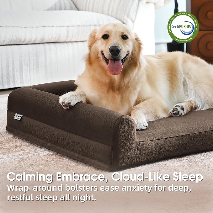 Gel Memory & High-Density Foam Orthopedic Dog Bed 44x32x7.5 Large | | Double Waterproof Cover | Machine Washable | Non-Slip Base | Fur-Resistant Tech Fabric