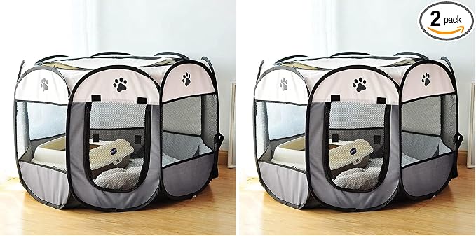 SENCONE Portable Pet Playpen for Cats, Kittens, Puppies, Indoor/Outdoor, S (Pack of 2)