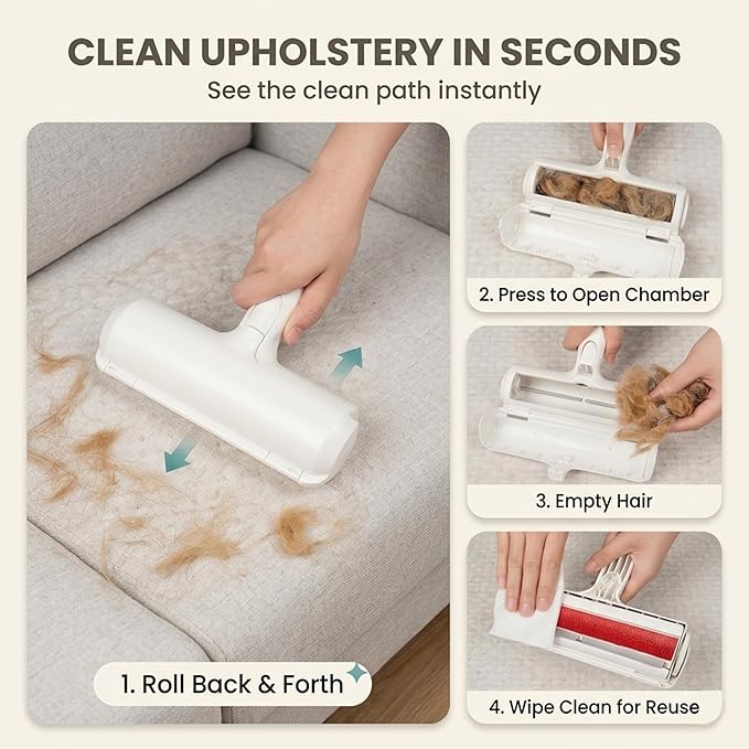Reusable Pet Hair Remover Roller for Dog & Cat Hair Self Cleaning Lint Roller for Furniture, Couch, Carpet,Rugs,Bedding & Car