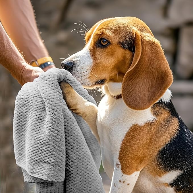 NVNAN Extra Large Dog Towel - Microfiber Ultra-Absorbent & Fast-Drying for Large Dogs, Pet Bath, Grooming, Swimming - 40x24 Inch-Grey- 1-Pack