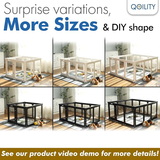 Clear Acrylic Indoor Dog Playpen, 30" H, 10 Panels, Black | Open View, Modern Home Fit, No Climbing Bars, Tool-Free Setup, For Puppies & Small Dogs