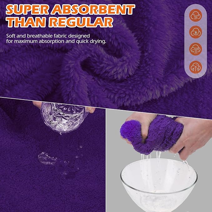 EXPAWLORER Soft Dog Bathrobe with Hood, Super Absorbent & Quick-Drying Dog Towels, Cozy Drying Coat for After Bath,Swimming, Purple S