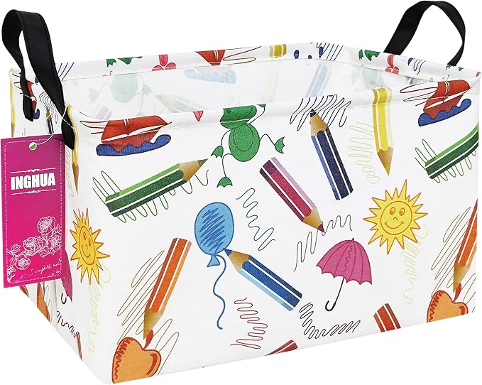 Rectangular Colored Pencil Storage Basket | Gifts Bag for Toys,Books,Clothes,Gifts,Pets-Perfect for Home,Office,Nursery,Dorm,Shelf