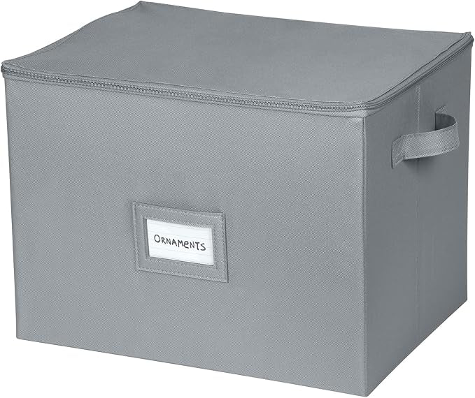 Christmas Ornament Storage Box - Large Christmas Decor Storage Containers that Store up to 128 Ornaments of 3 Inches - Durable Material To Protect And Store Holiday Ornaments Décor, Gray