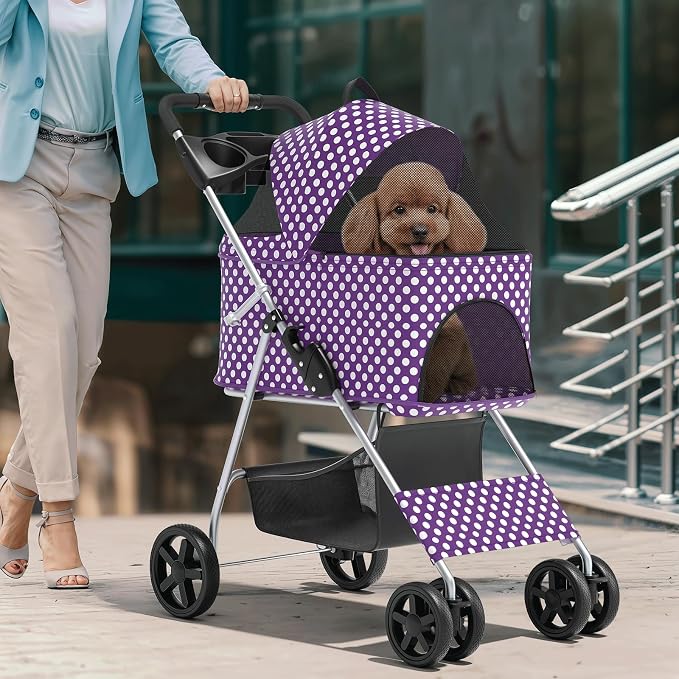 Magshion 3-in-1 Foldable Pet Stroller for Small to Medium Dogs and Cats | Dog Travel Jogger with Detachable Carrier, Cup Holder & Storage Basket, For Small/Medium Dogs & Cats Up to 33 lbs