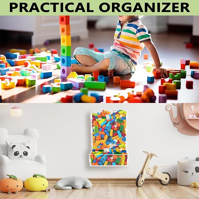 Montex Acrylic Wall Toy Dispenser, Acrylic Wall Storage, (Single Compartment) Hanging Organizer and Storage Bin for Playroom, Blocks, Cars, Balls, Snacks