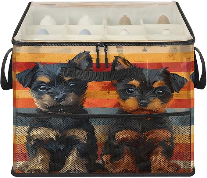 TropicalLife Puppy Dog Shoe Organizer for Closet | Foldable Shoe Storage Box Bin 16-32 Pair Shoe Storage for Sneakers, Boots & Heels with Adjustable Dividers, Clear Cover