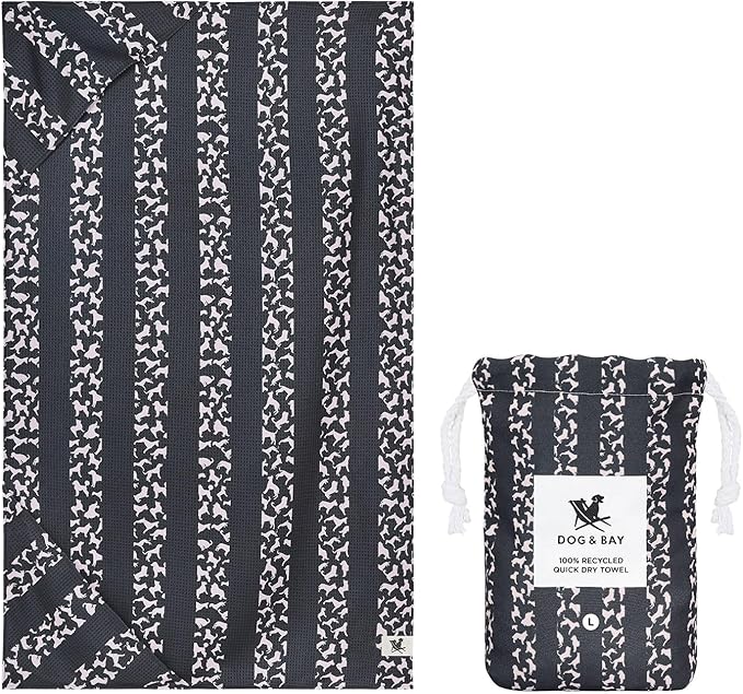 Dock & Bay Pet Towel - Super Absorbent & Quick Drying Dog Towels with Bag - 100% Recycled - Walkies in the Park, Medium (90x50cm, 35x19)