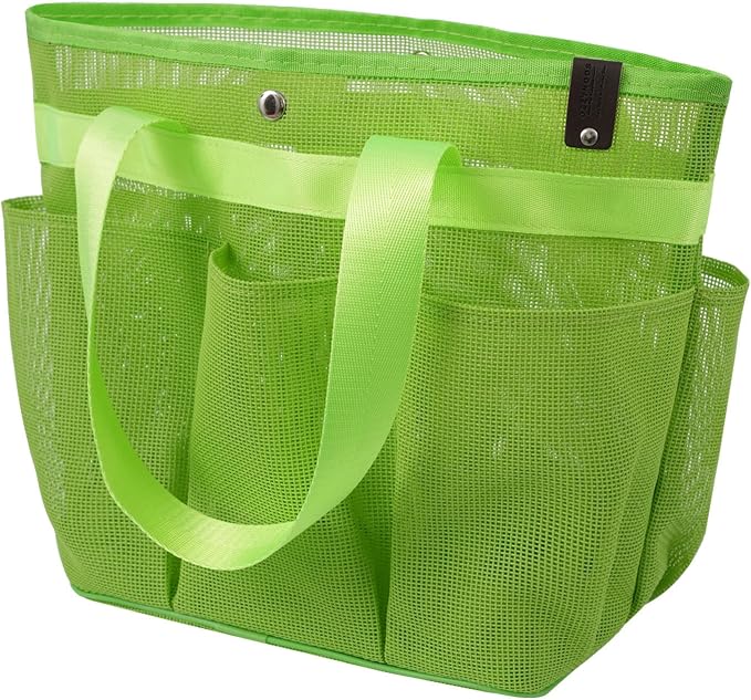 Mesh Horse Grooming Tote Bag Breathable Waterproof, 6 Pockets Horse Grooming Kit Tool Bags, Horse Cleaning Caddy Box for Cleaning Supplies, Pet Grooming Organizer for Horse Donkey, Green