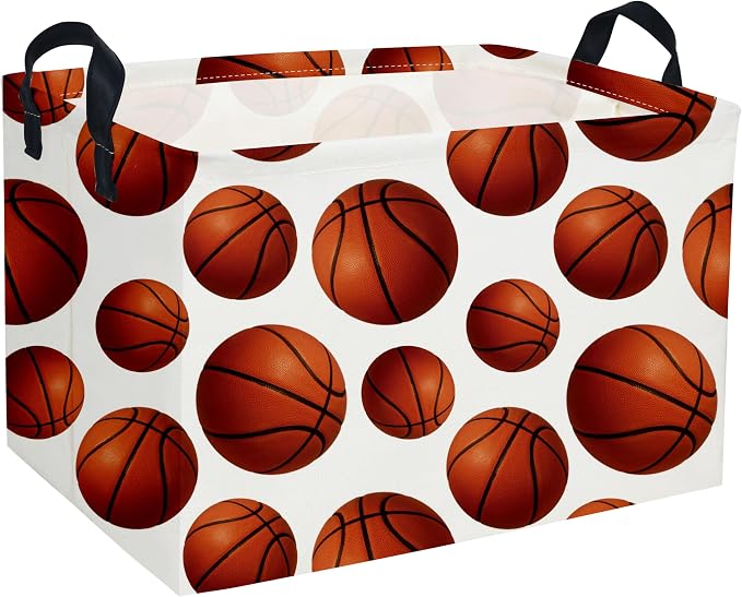 Essme Rectangular Basketball Baskets Storage Box, Storage Bins Organizer with Handles for Room Decor, Shelf Basket.(Basketball Basket)