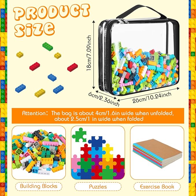 Sanwuta 6 Packs Toy Storage Bags with Zipper,Small,Clear | Clear Waterproof Games Storage， Large Portable PVC Container， Reusable Organizer for Board Games, Building Blocks, Puzzles