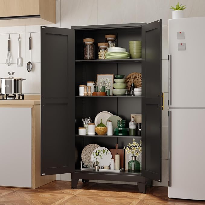 Ckzbx 61" H Metal Locker Cabinets with Doors and Adjustable Shelves (White) | Storage Solution