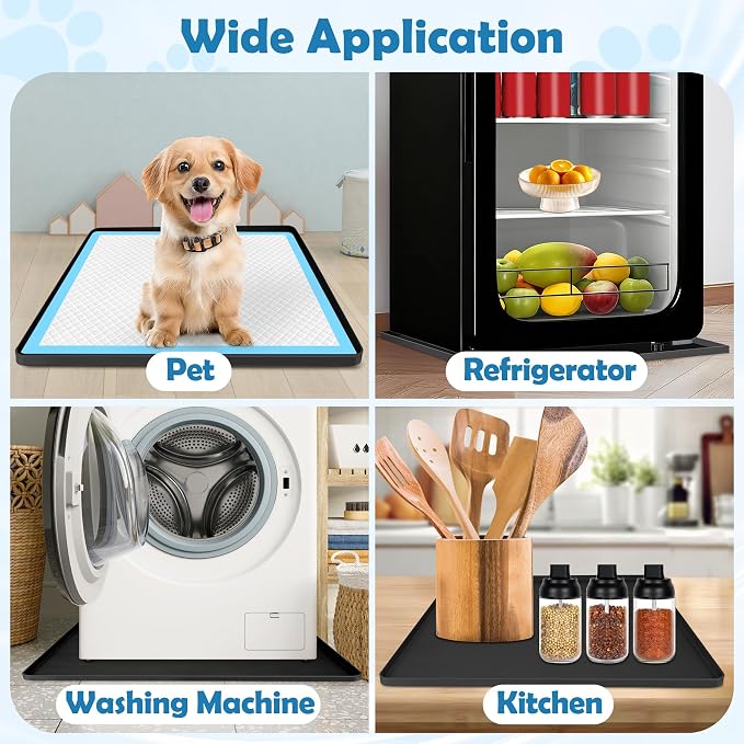 Dog Pee Pad Holder, 2 Pack Dog Potty Tray Silicone Puppy Pad Holder Tray Fits for 24" x 24" Training Pads, Puppy Potty Tray With 8 Clamps No Spill Raised Lip High Edge for Floor Protection (Black)