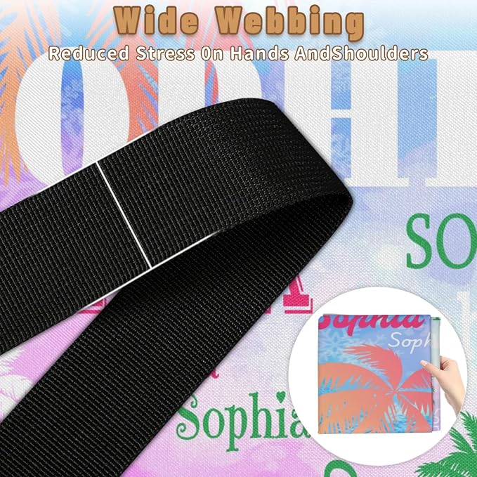 Personalized Extra Large Storage Bins with Lid, Customized Name Painted Blue Pink Green Tropical Palm Trees Storage Basket Rectangle Clothes Organizer for Organizing Kids and Pets Toys Shelf Closet
